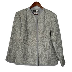 Beu Marc International Jacket Women 22 Silver Open Metalic Formal Church Vintage